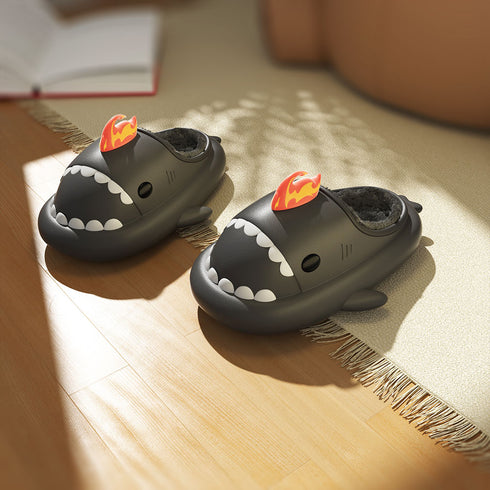 Sharkicks Basic - Hiver, Chaussons Requins Kaiju de Feu, Talon Ouvert